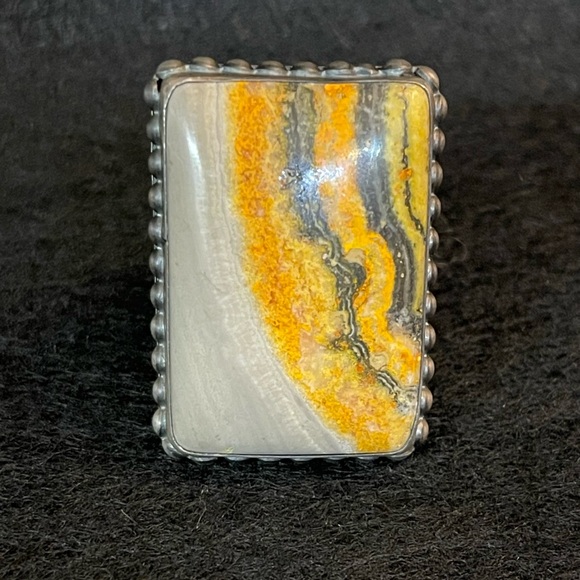 STERLING SILVER BUMBLEBEE JASPER RING ✨STATEMENT PIECE✨ - Picture 3 of 16